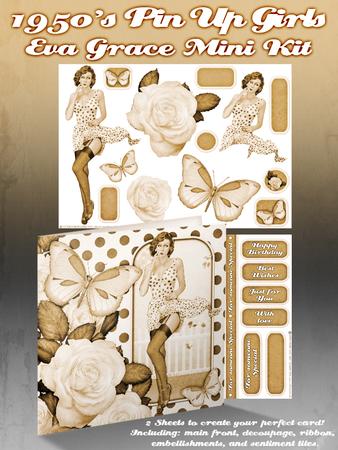 1950's Pin Up Girl Eva Grace Mini Kit (sepia)