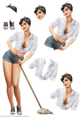 1950's Pin Up Girl Alice May Decoupage Sheet (white)