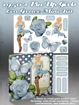 1950's Pin Up Girl Eva Grace Mini Kit (light Blue)