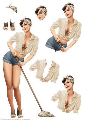 1950's Pin Up Girl Alice May Decoupage Sheet (cream)