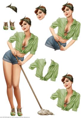 1950's Pin Up Girl Alice May Decoupage Sheet (green)