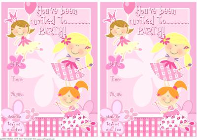 Pink Fairy Princess Party Invites