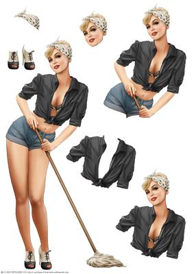 1950's Pin Up Girl Alice May Decoupage Sheet (black)
