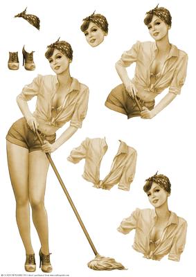 1950's Pin Up Girl Alice May Decoupage Sheet (sepia)