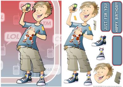Teen Boy Text Star (blue)