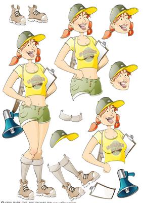 Lady Camp Counsellor/leader Decoupage Sheet