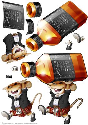 Scots Whisky Mouse! Decoupage Sheet