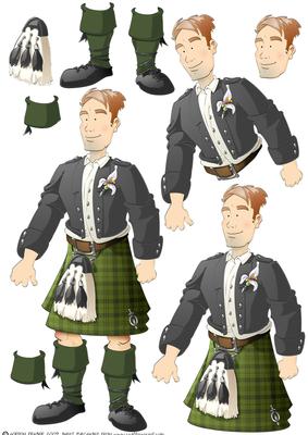Kilt Dude (green) Decoupage Sheet