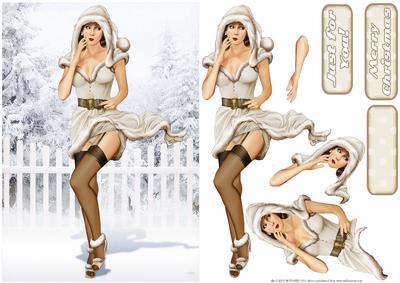 1950's Pin Up Girl Eva Grace Winter Wonderland (cream)