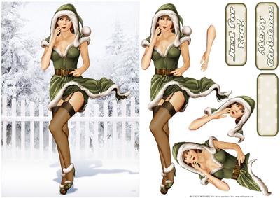 1950's Pin Up Girl Eva Grace Winter Wonderland (green)