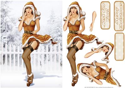 1950's Pin Up Girl Eva Grace Winter Wonderland (gold)