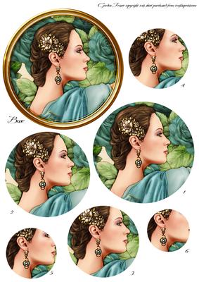 Art Deco Lady Pandore Circle Pyramid (aqua)