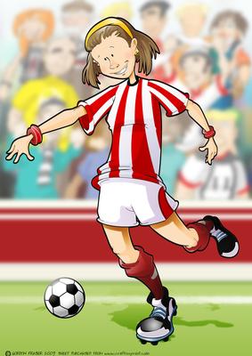 Red and White Football Girl A4