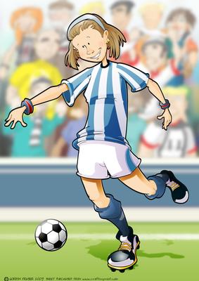 Blue and White Football Girl A4