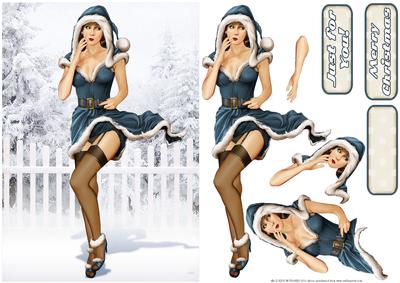 1950's Pin Up Girl Eva Grace Winter Wonderland (blue)