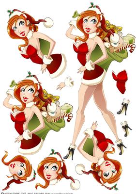 Sexy Mrs Santa Claus Decoupage Sheet