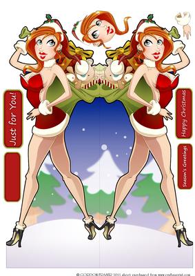 Sexy Mrs Santa Claus Shaped Card