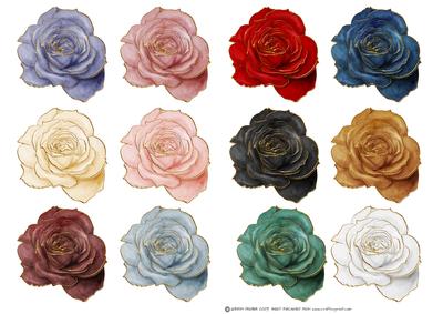 Hand Painted Rose Embellishments Large (gold Trim)