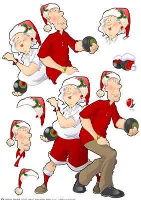 Christmas Bowling Dudes Couple Decoupage Sheet
