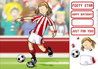 Red and White Football Girl 8x8 Quick Card