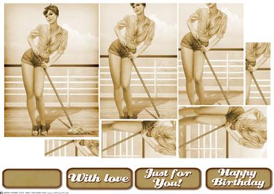 1950's Pin Up Girl Alice May Pyramid (sepia)