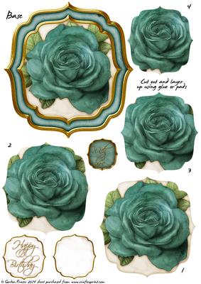 Double Curve Frame Pyramage Topper Aqua Rose