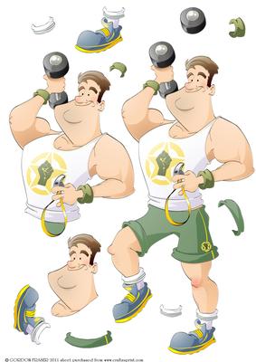 Get Fit Dude Decoupage Sheet
