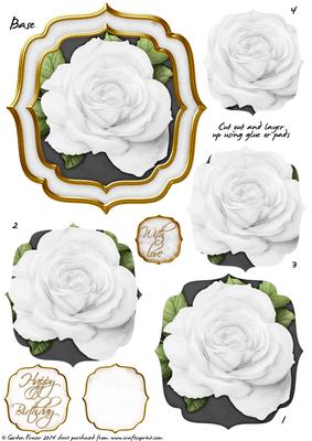 Double Curve Frame Pyramage Topper White Rose