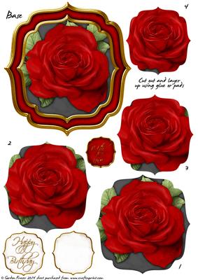 Double Curve Frame Pyramage Topper Red Rose