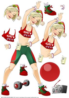 Get Fit Lady Christmas Decoupage Sheet