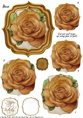 Double Curve Frame Pyramage Topper Gold Rose