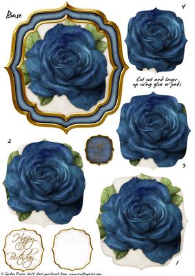 Double Curve Frame Pyramage Topper Blue Rose