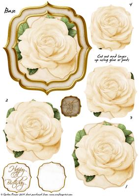 Double Curve Frame Pyramage Topper Cream Rose