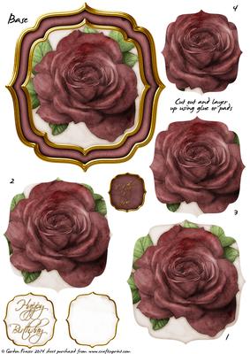 Double Curve Frame Pyramage Topper Dark Pink Rose