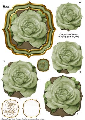 Double Curve Frame Pyramage Topper Green Rose
