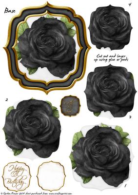 Double Curve Frame Pyramage Topper Black Rose