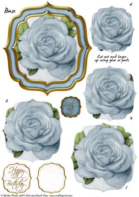 Double Curve Frame Pyramage Topper Light Blue Rose
