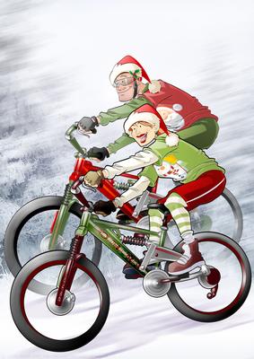 Mountain Bike Christmas Dudes A4