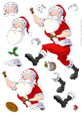 Rugby Santa Dude Decoupage Sheet