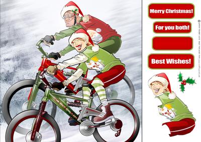 Mountain Bike Christmas Dudes 8x8 Quick Card