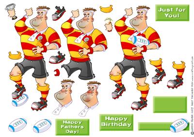 Rugby Dude Decoupage Sheet.