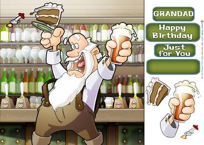 Grandad Beer and Cake Dude 8x8 Quick Card
