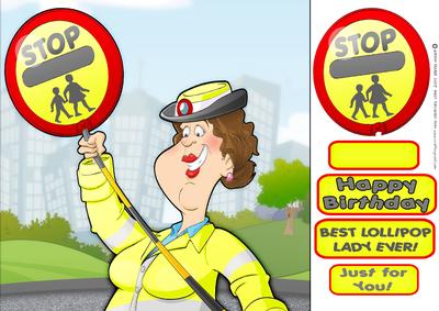 Lollipop Lady 8x8 Quick Card