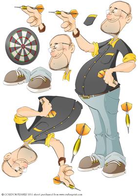 Darts Dude Black Decoupage Sheet
