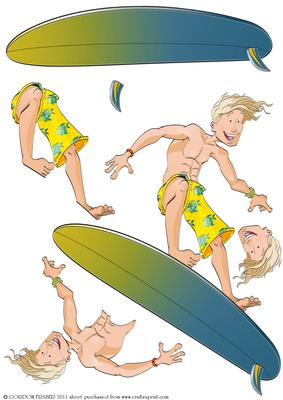 Surf Dude Decoupage Sheet