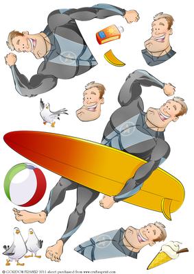 Surf Dude Ii Decoupage Sheet