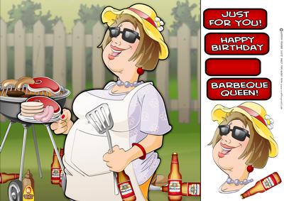 Beer and Barbeque Lady 8x8 Quick Card