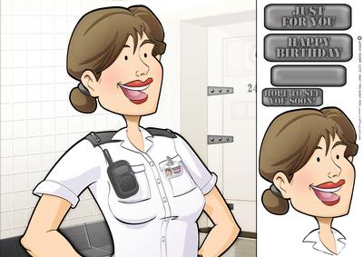 Prison Guard Lady 8x8 Quick Card