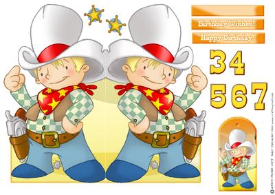 Cute Cowboy Dude Shaped Card.