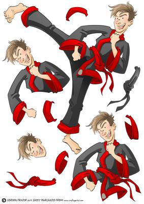 Karate Dude (black) Decoupage Sheet